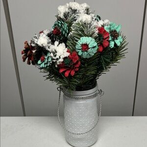 Handcrafted Festive Floral Arrangement in White Vase